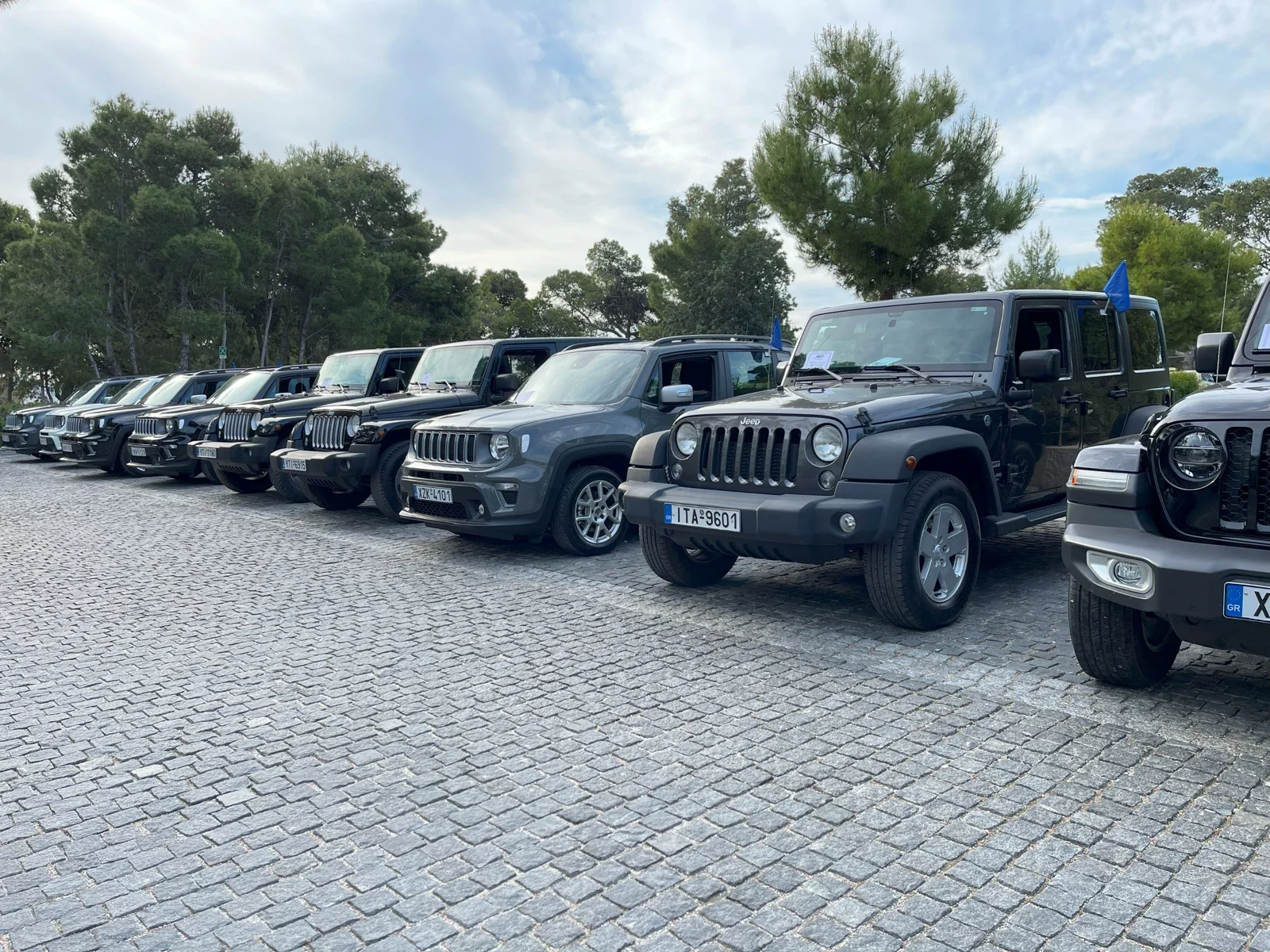 Convoy of vehicles assembled for a road rally