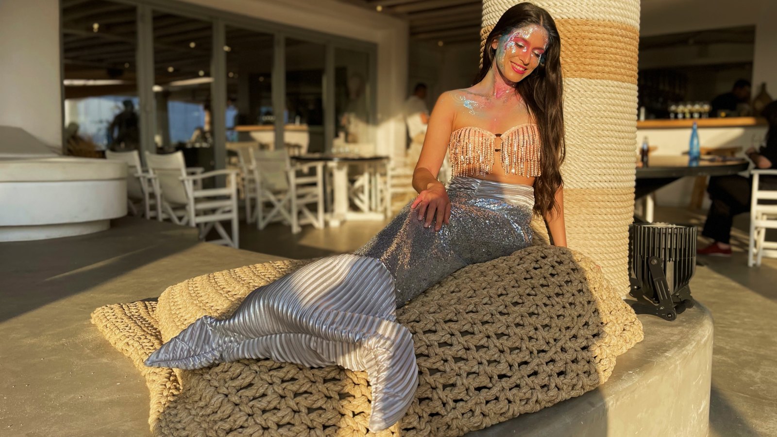 Mermaid performer welcoming event guests